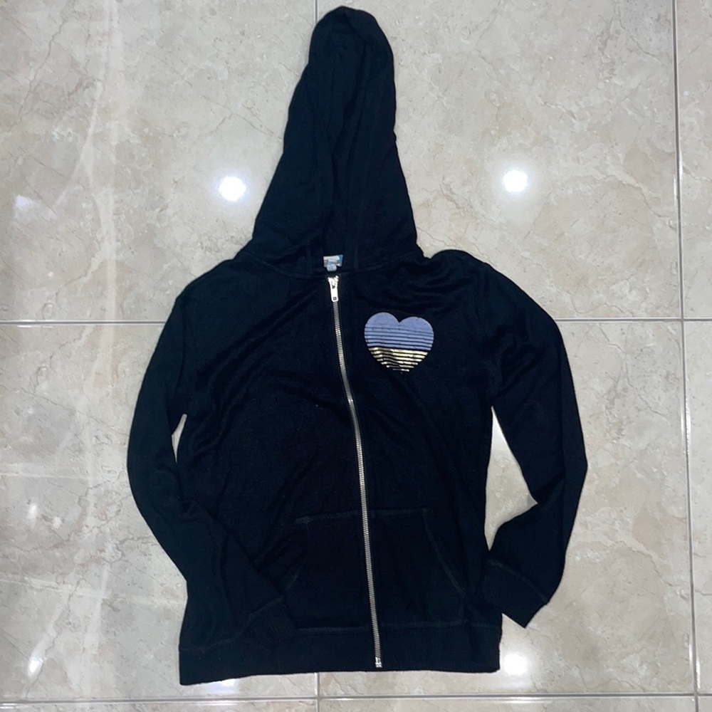Vintage Havana girls zip up hoodie sweatshirt with gold foil, heart large 14